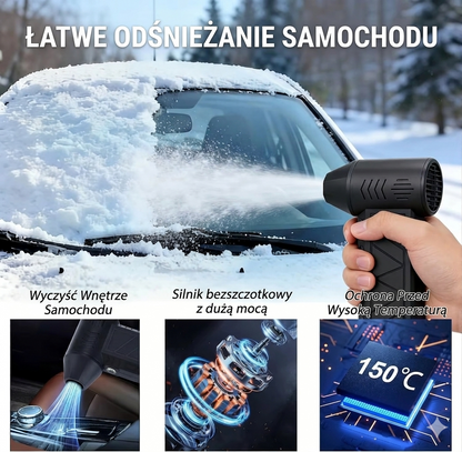 Mocna mini-dmuchawa do grilla/liści/samochodu z latarką LED